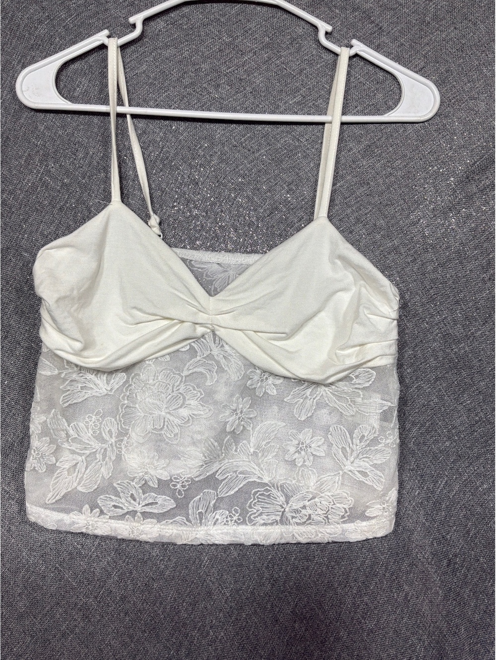 SHEIN Women's White Lace Overlay Tank Top Size US 4